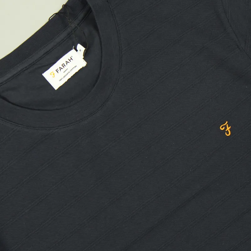 Farah Buster Pique Stripe T-Shirt - True Navy-1